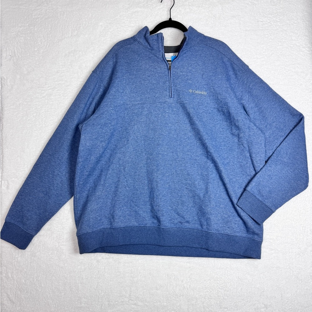 295. NWT Columbia Men's Heather Blue Zip-Up Sweater